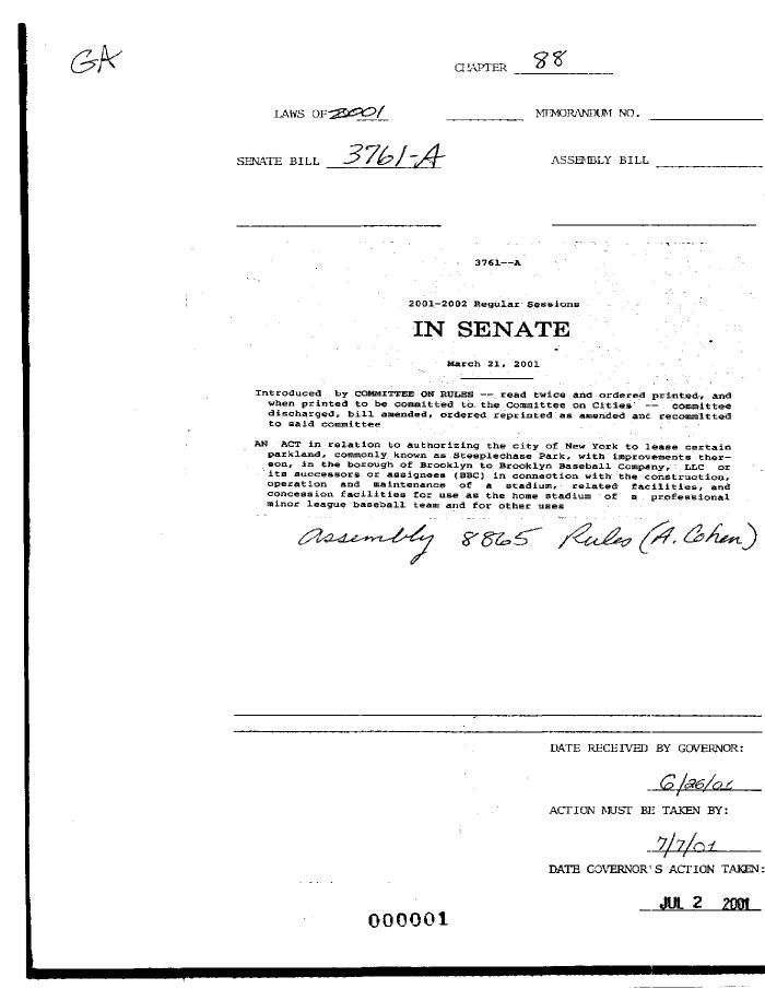 NYS Bill and Veto Jackets: 2001, Chapter 88