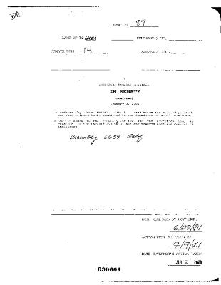NYS Bill and Veto Jackets: 2001, Chapter 87