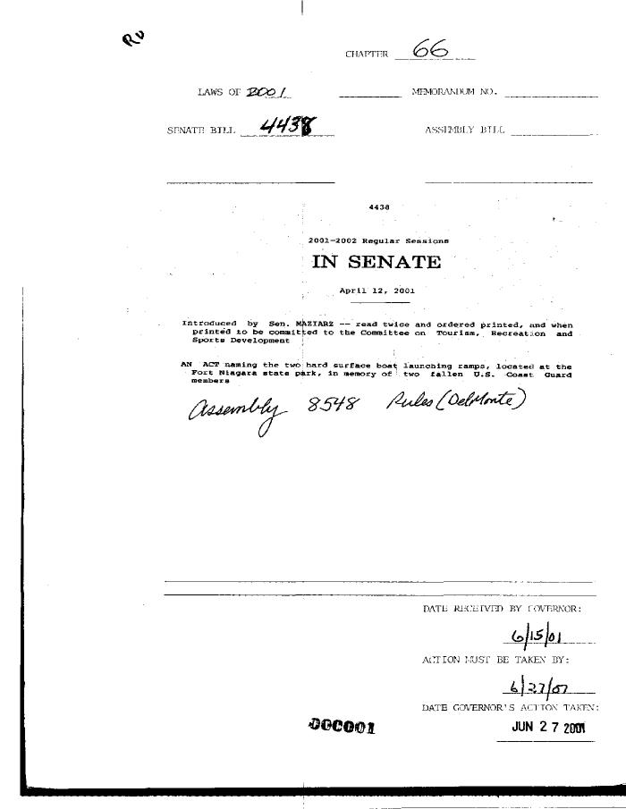 NYS Bill and Veto Jackets: 2001, Chapter 66