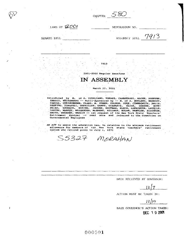NYS Bill and Veto Jackets: 2001, Chapter 580