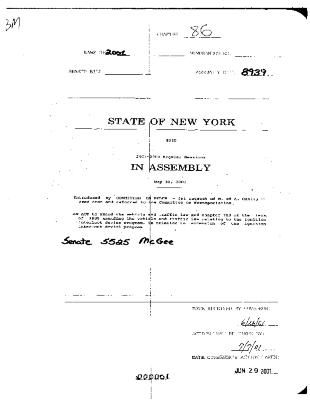 NYS Bill and Veto Jackets: 2001, Chapter 86