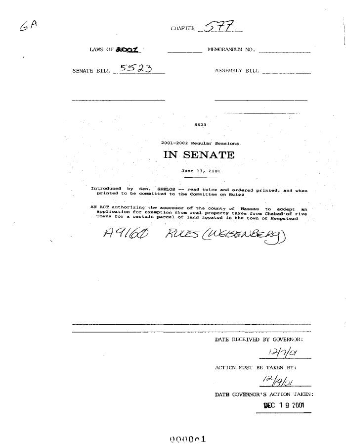 NYS Bill and Veto Jackets: 2001, Chapter 577