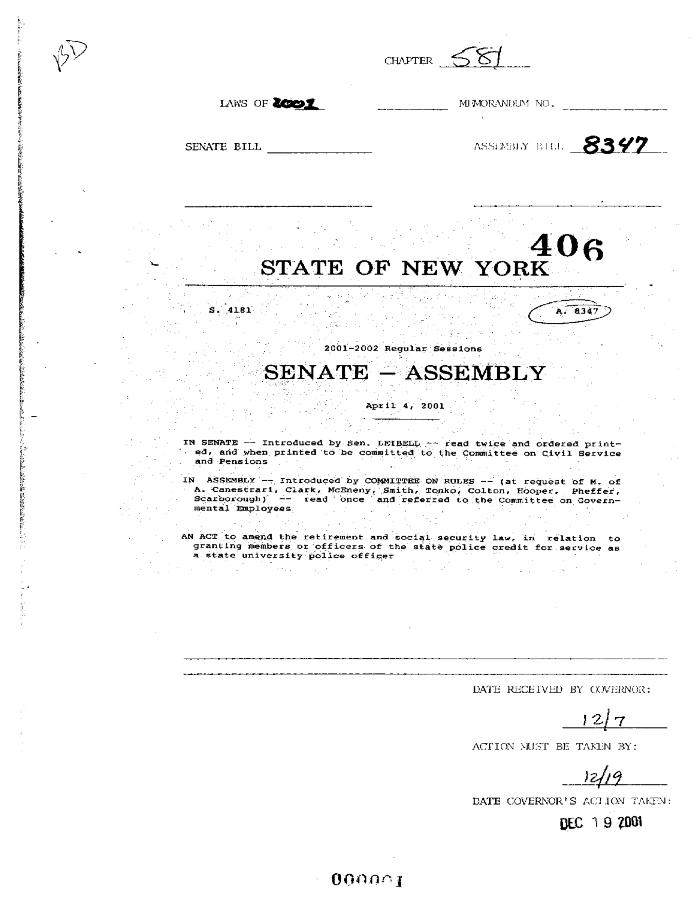 NYS Bill and Veto Jackets: 2001, Chapter 581