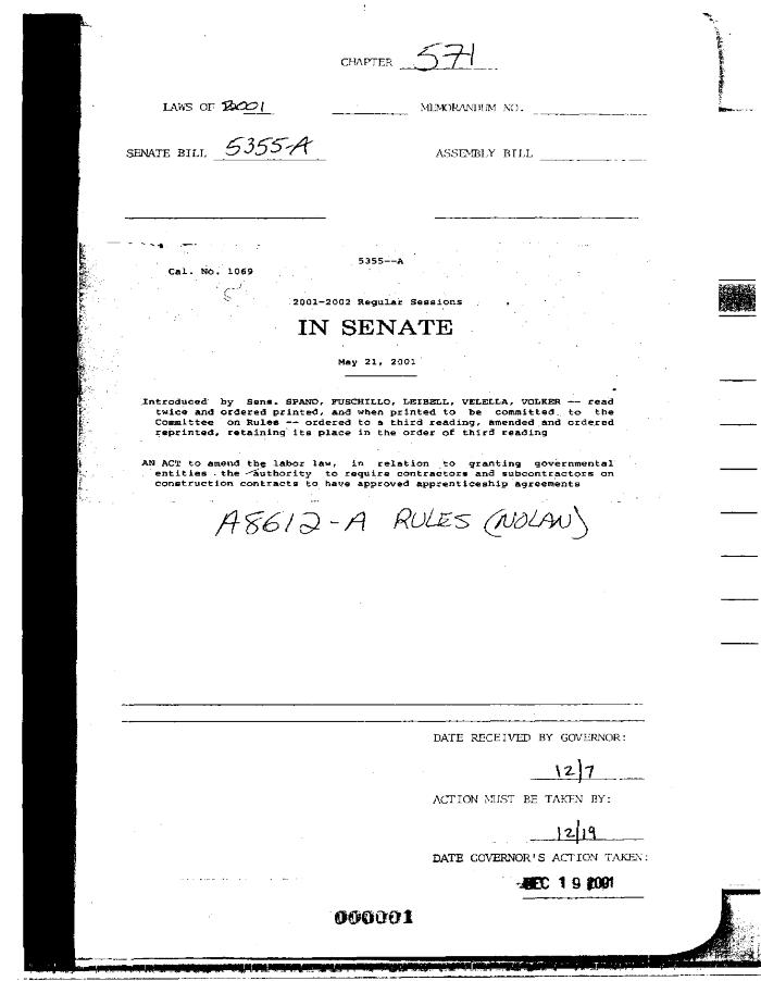 NYS Bill and Veto Jackets: 2001, Chapter 571