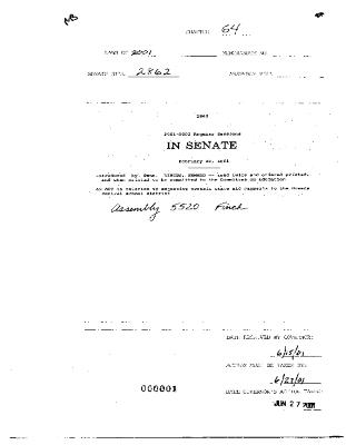 NYS Bill and Veto Jackets: 2001, Chapter 64