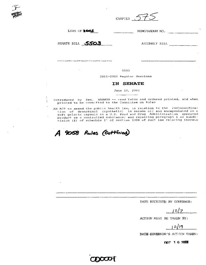 NYS Bill and Veto Jackets: 2001, Chapter 575