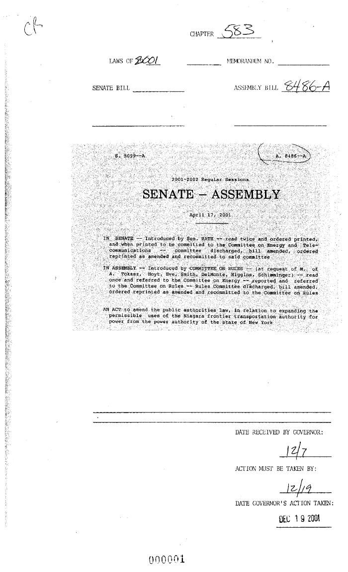 NYS Bill and Veto Jackets: 2001, Chapter 583