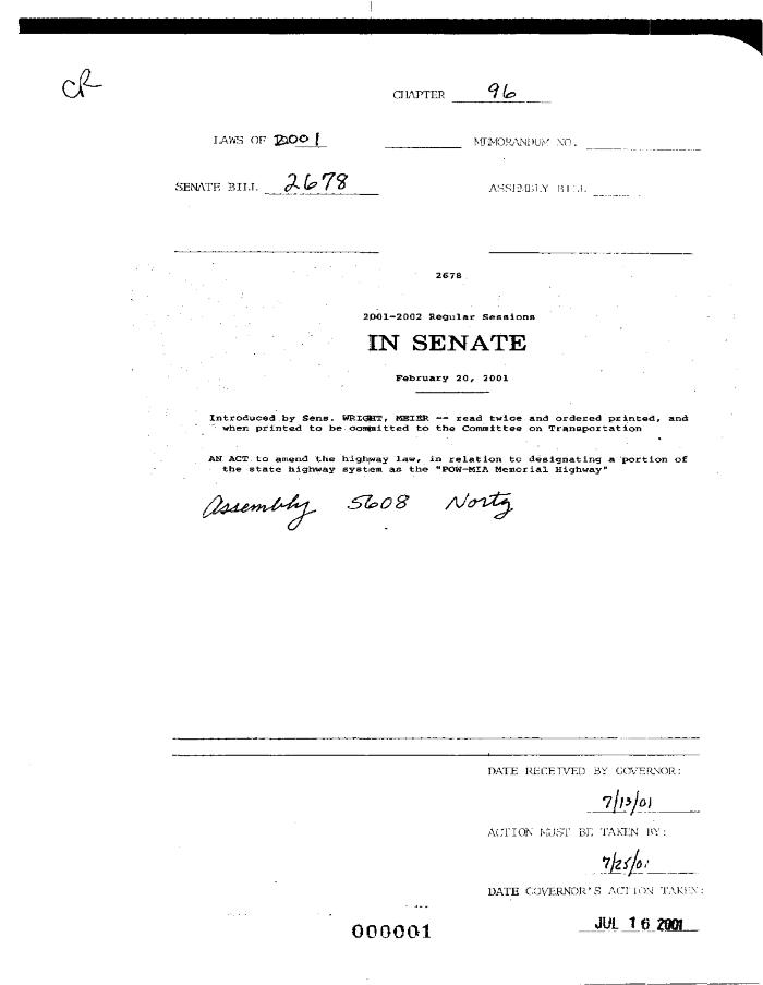 NYS Bill and Veto Jackets: 2001, Chapter 96