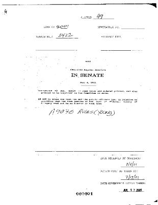 NYS Bill and Veto Jackets: 2001, Chapter 99
