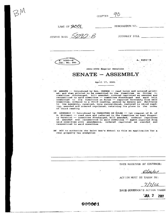 NYS Bill and Veto Jackets: 2001, Chapter 90