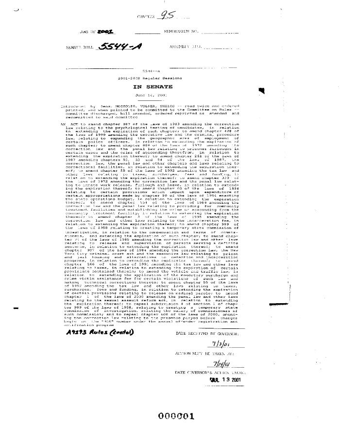 NYS Bill and Veto Jackets: 2001, Chapter 95