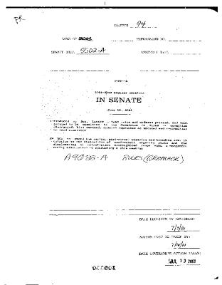 NYS Bill and Veto Jackets: 2001, Chapter 94