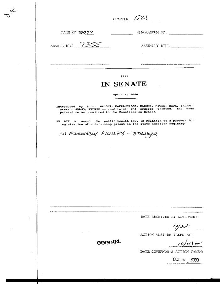 NYS Bill and Veto Jackets: 2000, Chapter 521