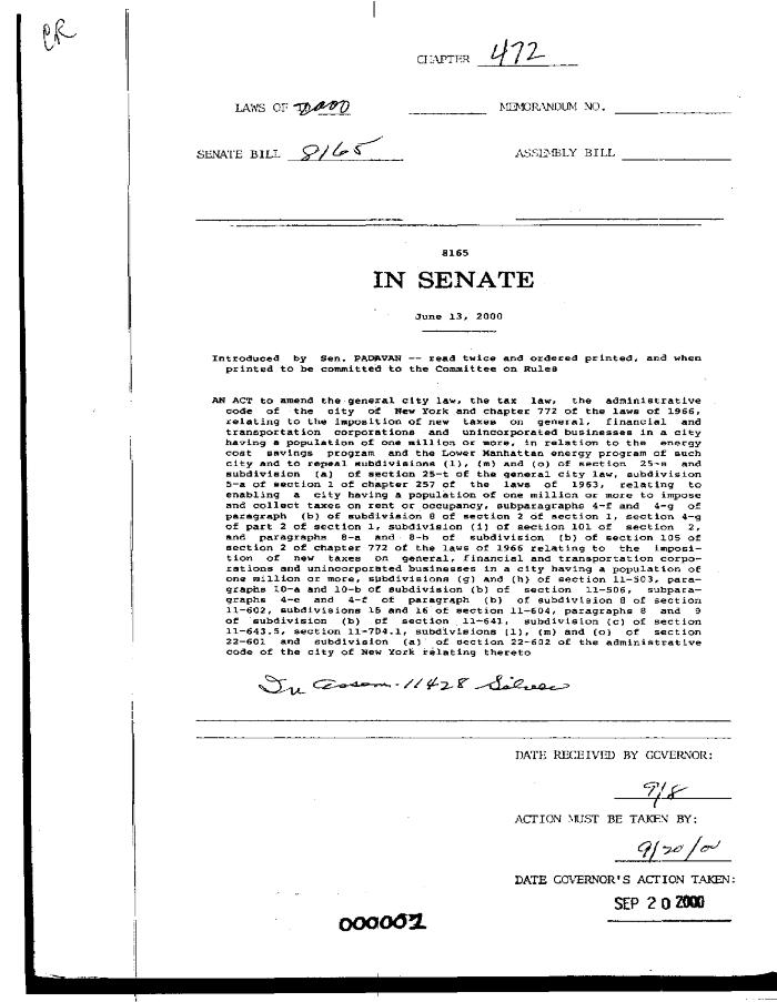 NYS Bill and Veto Jackets: 2000, Chapter 472