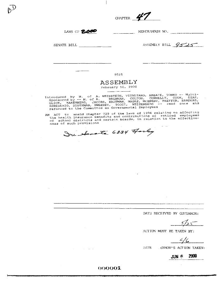NYS Bill and Veto Jackets: 2000, Chapter 47