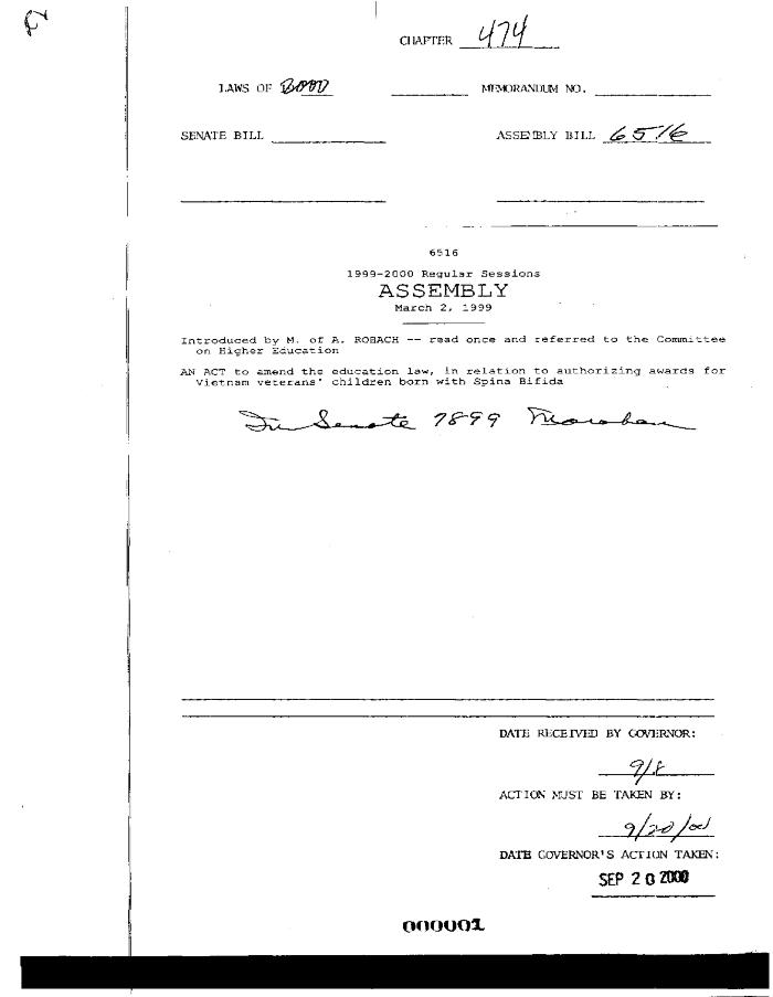 NYS Bill and Veto Jackets: 2000, Chapter 474