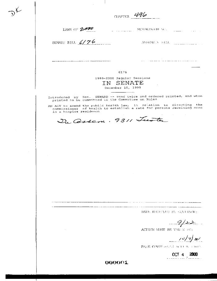 NYS Bill and Veto Jackets: 2000, Chapter 496