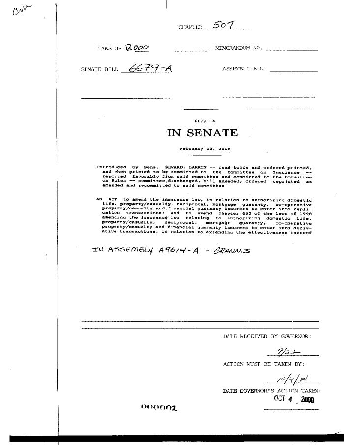 NYS Bill and Veto Jackets: 2000, Chapter 507