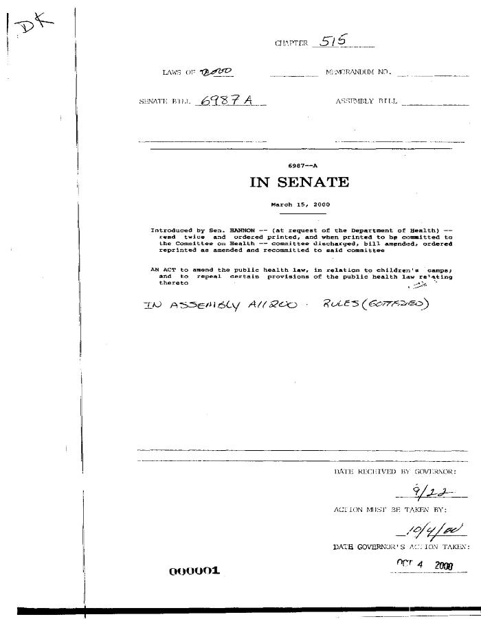 NYS Bill and Veto Jackets: 2000, Chapter 515
