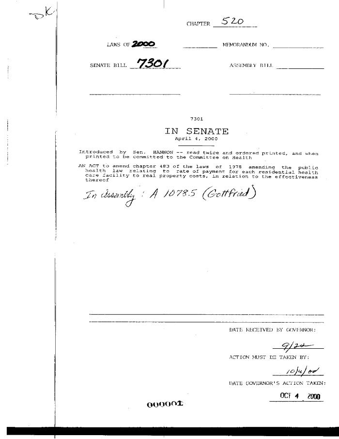 NYS Bill and Veto Jackets: 2000, Chapter 520