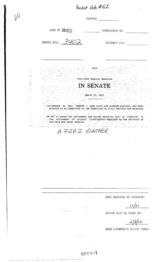 NYS Bill and Veto Jackets: 2001, Veto 61
