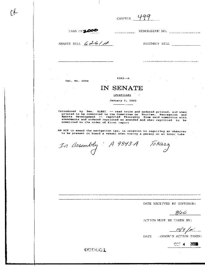 NYS Bill and Veto Jackets: 2000, Chapter 499