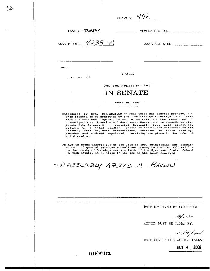 NYS Bill and Veto Jackets: 2000, Chapter 492