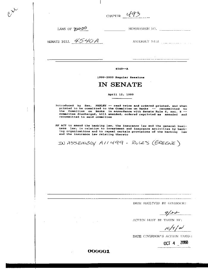 NYS Bill and Veto Jackets: 2000, Chapter 493