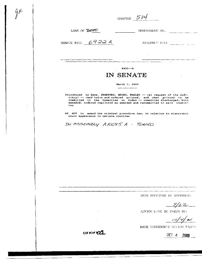 NYS Bill and Veto Jackets: 2000, Chapter 514