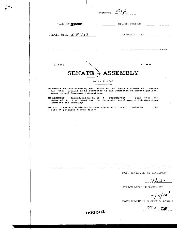 NYS Bill and Veto Jackets: 2000, Chapter 512
