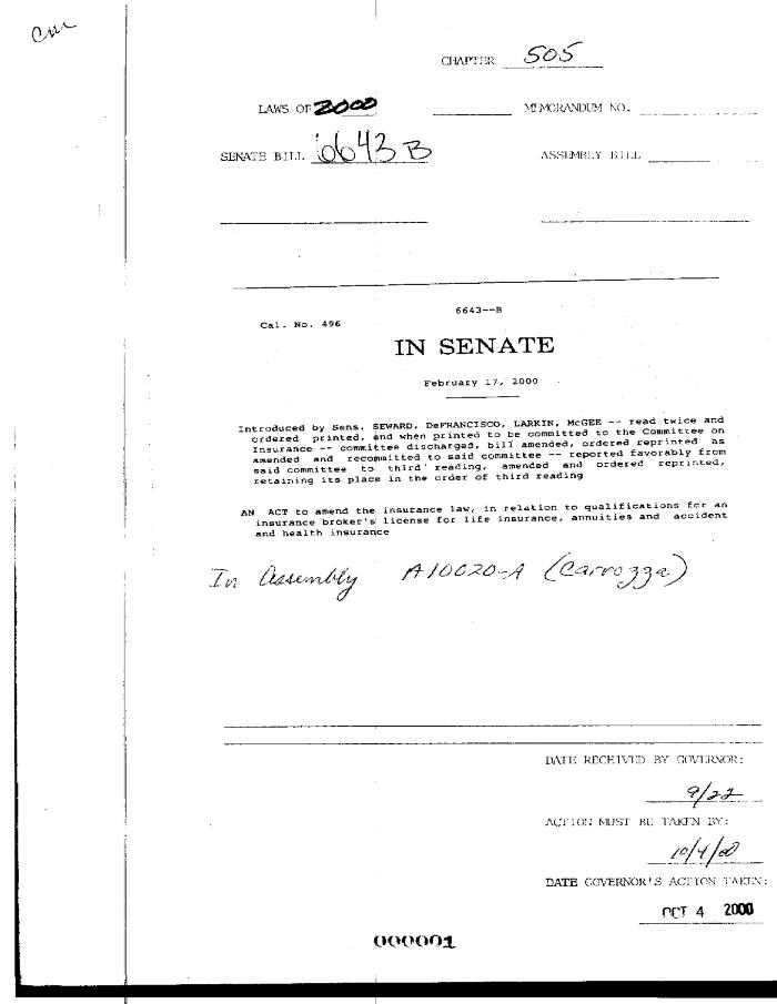 NYS Bill and Veto Jackets: 2000, Chapter 505