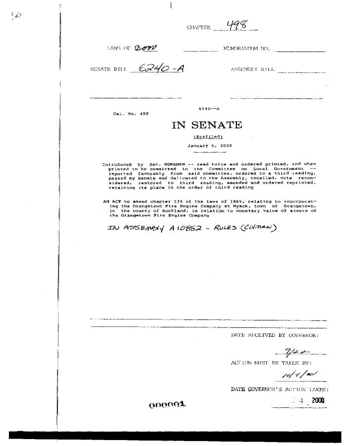 NYS Bill and Veto Jackets: 2000, Chapter 498