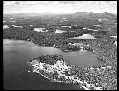 Saranac Inn on Upper Saranac Lake in New York, Aerial View