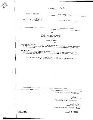 NYS Bill and Veto Jackets: 2000, Chapter 543