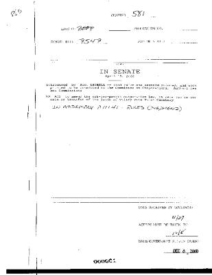NYS Bill and Veto Jackets: 2000, Chapter 581
