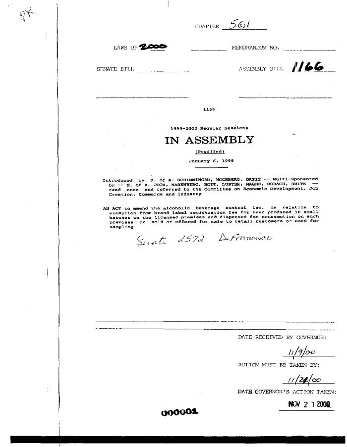 NYS Bill and Veto Jackets: 2000, Chapter 561