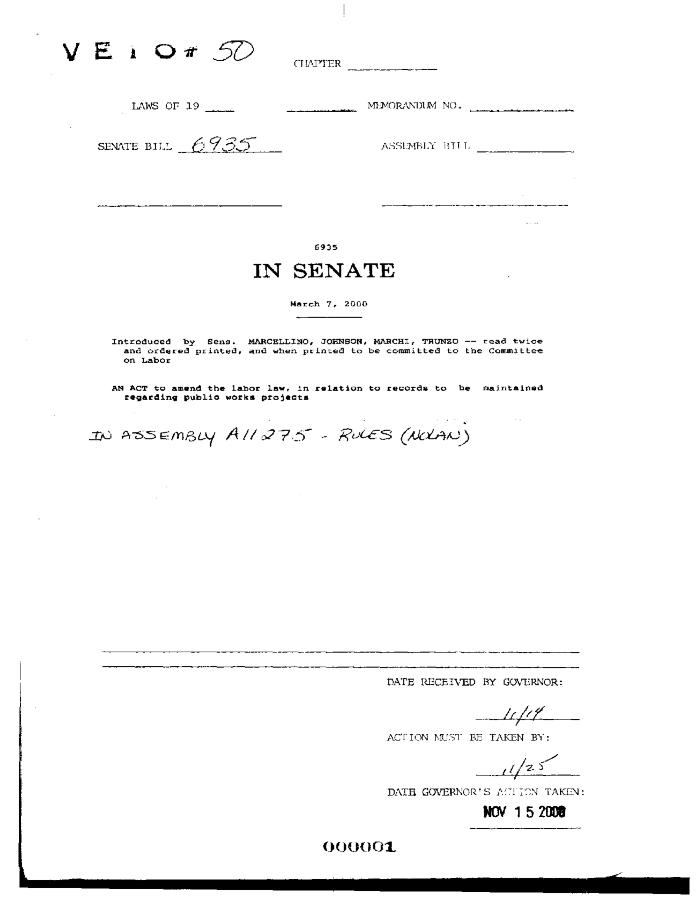 NYS Bill and Veto Jackets: 2000, Veto 50
