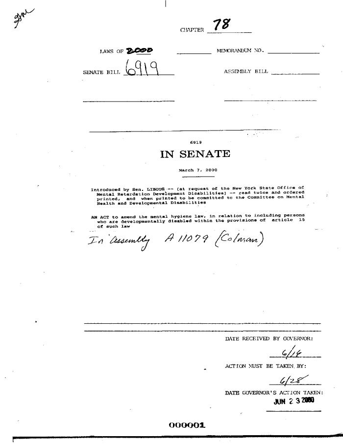 NYS Bill and Veto Jackets: 2000, Chapter 78