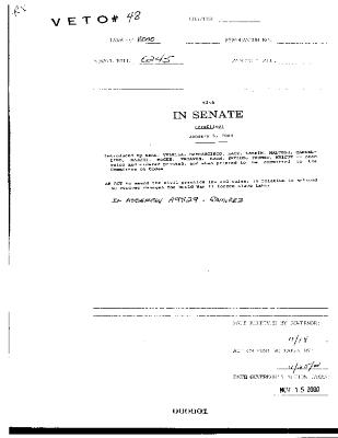 NYS Bill and Veto Jackets: 2000, Veto 48
