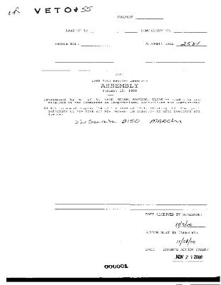 NYS Bill and Veto Jackets: 2000, Veto 55