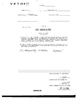 NYS Bill and Veto Jackets: 2000, Veto 39