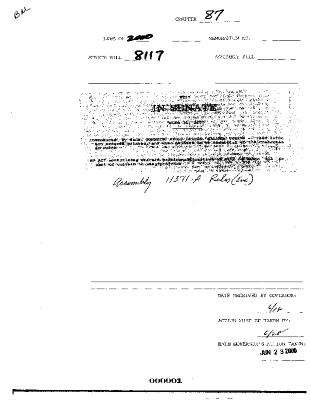 NYS Bill and Veto Jackets: 2000, Chapter 87