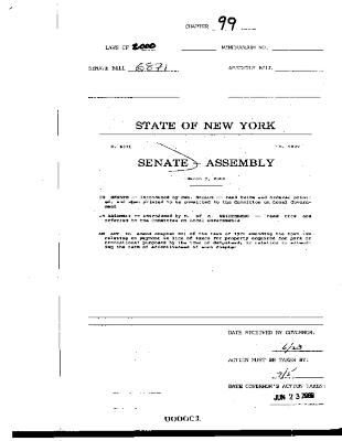NYS Bill and Veto Jackets: 2000, Chapter 99