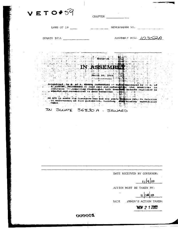NYS Bill and Veto Jackets: 2000, Veto 59