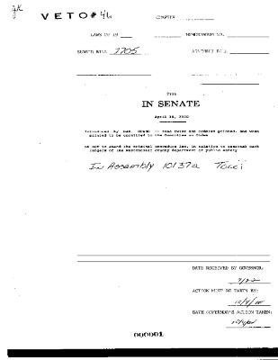 NYS Bill and Veto Jackets: 2000, Veto 46