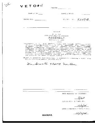 NYS Bill and Veto Jackets: 2000, Veto 41