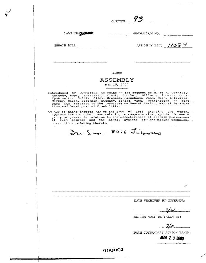NYS Bill and Veto Jackets: 2000, Chapter 93