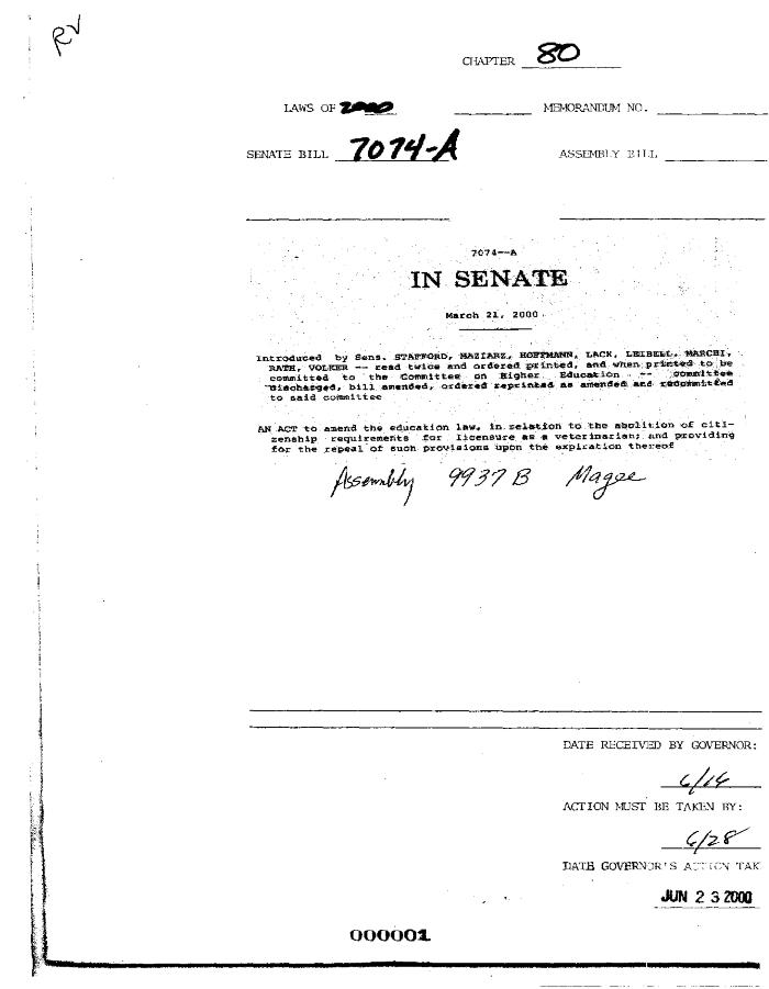 NYS Bill and Veto Jackets: 2000, Chapter 80