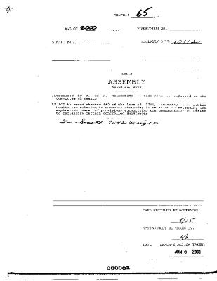 NYS Bill and Veto Jackets: 2000, Chapter 65