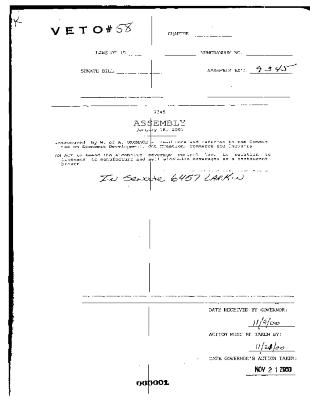NYS Bill and Veto Jackets: 2000, Veto 58